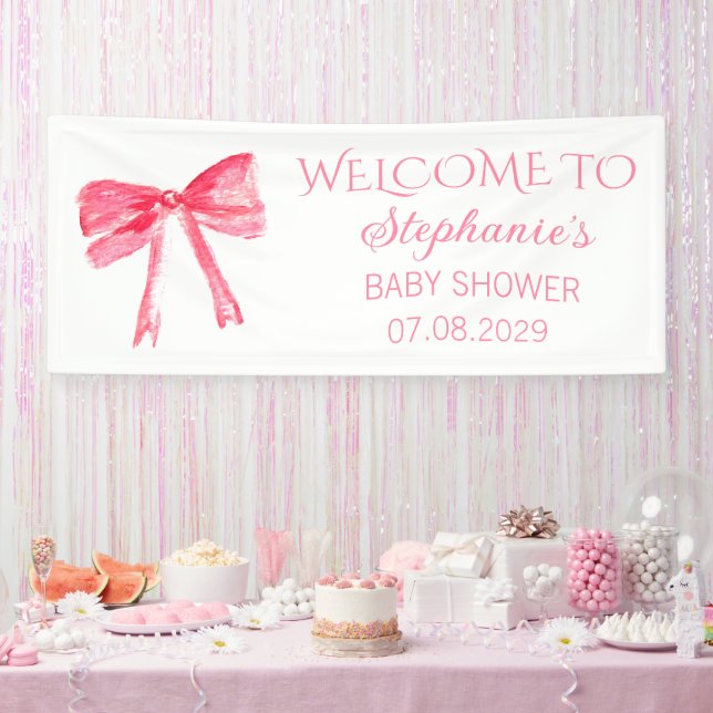 Blush Pink Bow Coquette Babydusche Banner (Party)