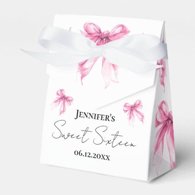Blush Pink Bow Coquette Script Sweet 16 Thank You  Geschenkschachtel (Vorderseite)