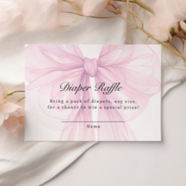 Blush Pink Bow Diaper Raffle Ticket Begleitkarte