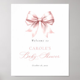 Blush Pink Bow Elegant Baby Dusche Empfang Poster