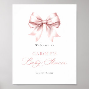 Blush Pink Bow Elegant Baby Dusche Empfang Poster