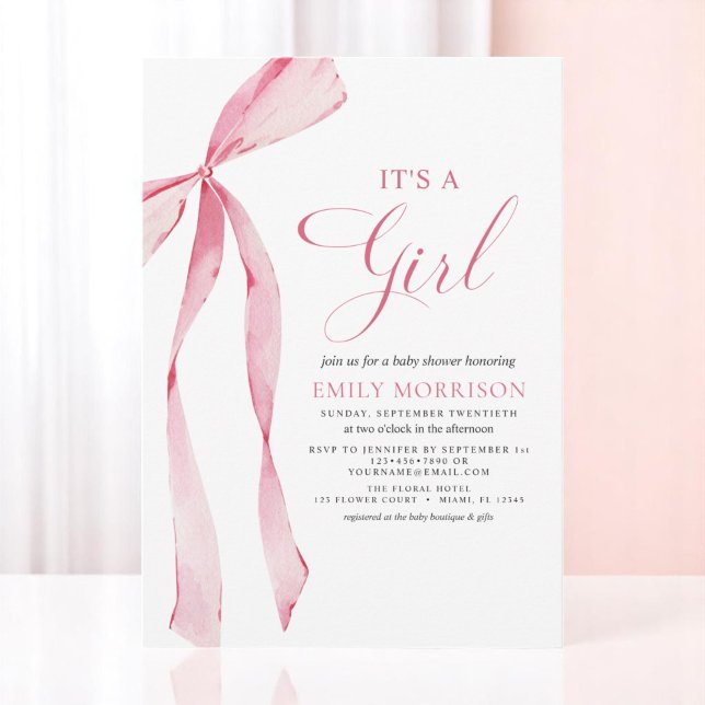 Blush Pink Bow Es ist eine Girl Baby Dusche Einladung (Von Creator hochgeladen)