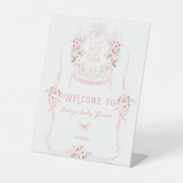 Blush Pink Bow Floral Sweet Baby Girl Dusche Sockelschild
