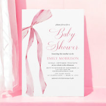 Blush Pink Bow Girl Watercolor Babydusche