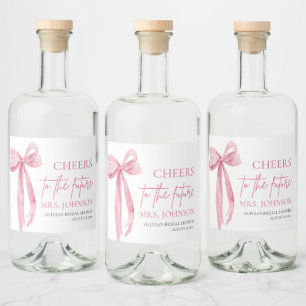 Blush Pink Bow jubelt für das zukünftige Brautpart Alkoholflaschenetikett