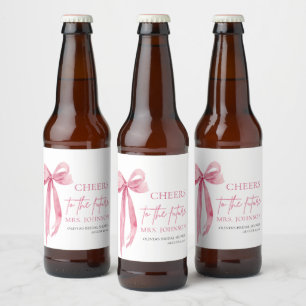 Blush Pink Bow jubelt für das zukünftige Brautpart Bierflaschenetikett