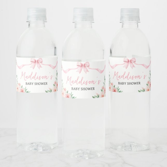 Blush Pink Bow Little Girl Baby Dusche (Flaschen)