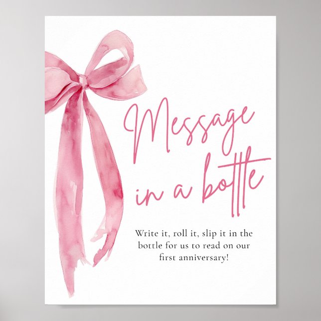 Blush Pink Bow Meldung in einem Flaschenetikett Poster (Vorne)