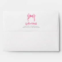 Blush Pink Bow Moderne Elegante Rücksendeadresse