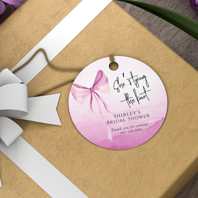 Blush Pink Bow Sie bindet das Brautparty des Knote Geschenkanhänger (Von Creator hochgeladen)