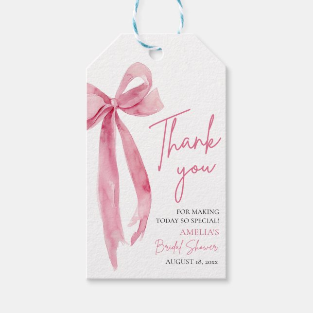 Blush Pink Bow Sie bindet das Brautparty des Knote Geschenkanhänger (Vorderseite)