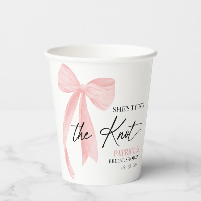 Blush Pink Bow Sie bindet das Brautparty des Knote Pappbecher (Rückseite)