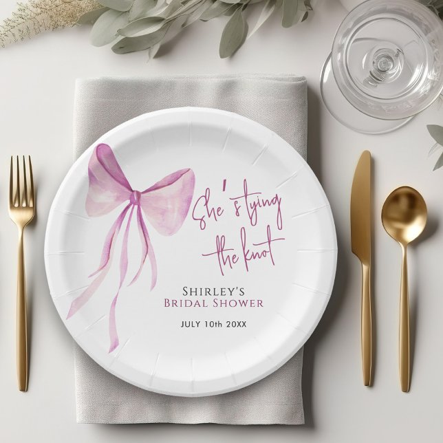 Blush Pink Bow Sie bindet das Brautparty des Knote Pappteller (Von Creator hochgeladen)