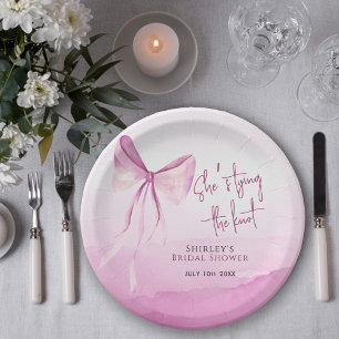 Blush Pink Bow Sie bindet das Brautparty des Knote Pappteller