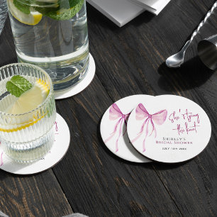 Blush Pink Bow Sie bindet das Brautparty des Knote Runder Pappuntersetzer