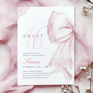 Blush Pink Bow Sweet 16 Birthday Einladung