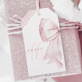 Blush Pink Bow Sweet 16 Birthday Tags Geschenkanhänger