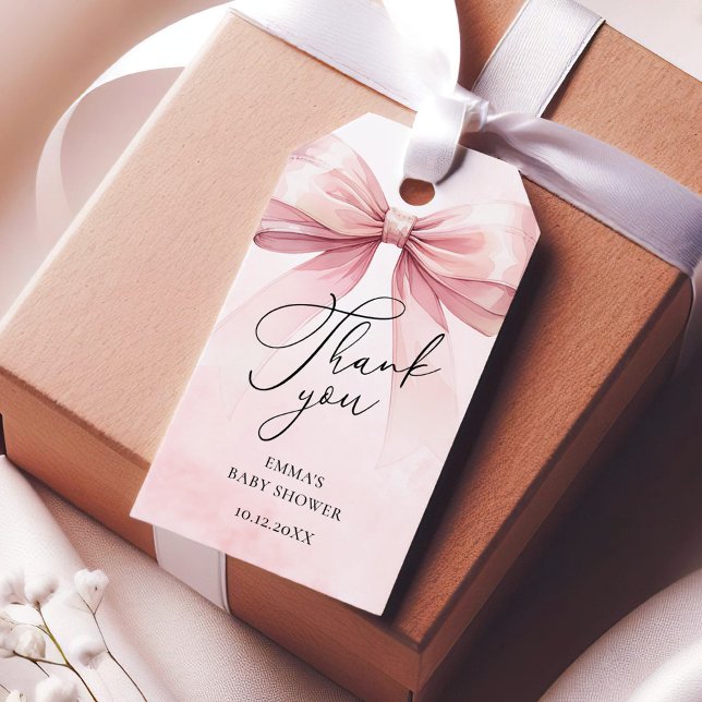 Blush Pink Bow Vielen Dank Baby Girl Dusche Geschenkanhänger (Von Creator hochgeladen)