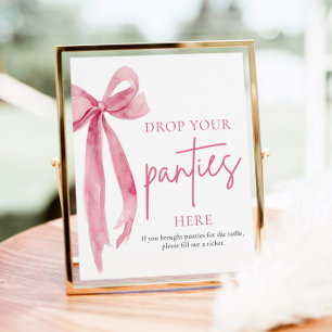 Blush Pink Bow Werfen Sie Ihre Panties hier Spielz Poster