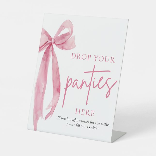 Blush Pink Bow Werfen Sie Ihre Panties hier Spielz Sockelschild (Vorderseite)