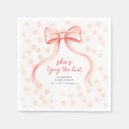 Blush Pink Bow Whimsical Minimalist Bridal Shower Serviette