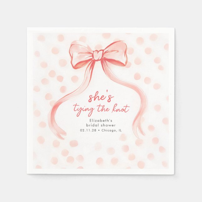 Blush Pink Bow Whimsical Minimalist Bridal Shower Serviette (Vorderseite)