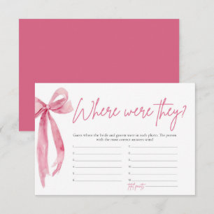 Blush Pink Bow, wo sie Brautparty Game waren Einladung