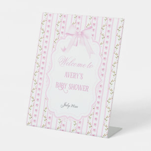 Blush Pink Bows Floral Elegante Girl Baby Dusche Sockelschild