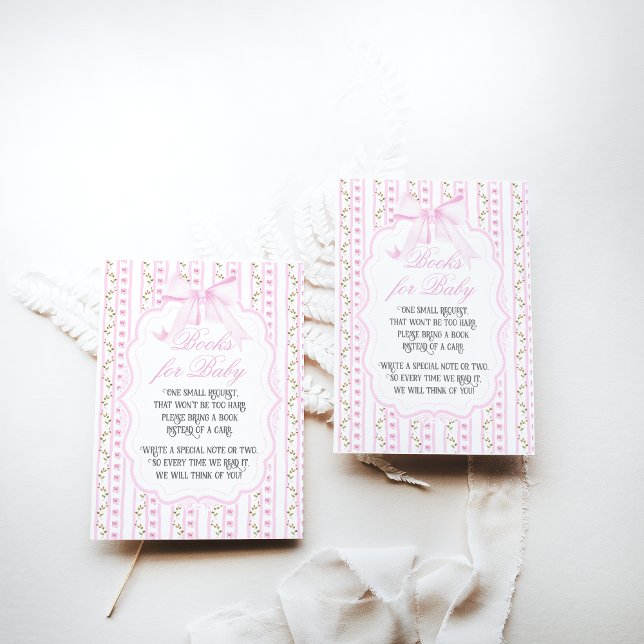 Blush Pink Bows Floral Elegantes Babyduschbuch Begleitkarte (Von Creator hochgeladen)