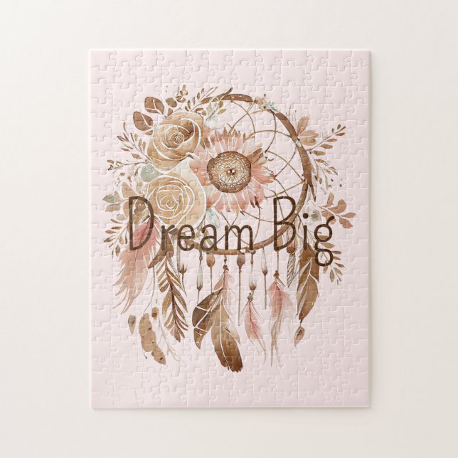 Blush Pink Brown Floral Dream Catcher (Vertikal)