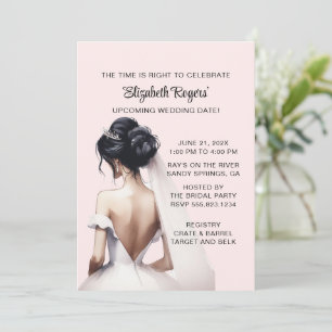 Blush Pink Brünett Bridal Dusche Einladung