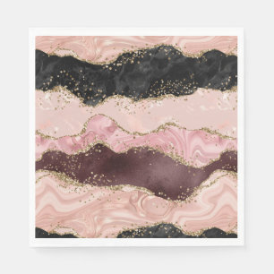 Blush Pink Burgundi Gold Black Glitzer Serviette