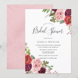 Blush Pink Burgundy Brautparty laden Sie ein Einladung