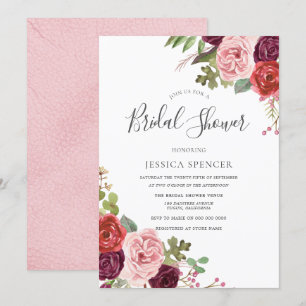 Blush Pink Burgundy Brautparty laden Sie ein Einladung
