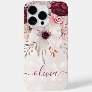 Blush Pink Burgundy Floral iPhone XR Fall Case-Mate iPhone 14 Pro Max Hülle
