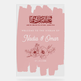 Blush Pink Burgundy Floral Nikkah Acrylic Sign Acrylschild