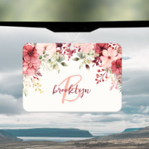 Blush Pink Burgundy Floral Script Monogram