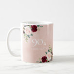 Blush Pink Burgundy Red 90th Birthday Party Gesche Kaffeetasse<br><div class="desc">Blush Pink Burgundy Red 90. Geburtstagsparty Geschenk Kaffee Tasse Schönes Burgund und Blush Design Geeignet für Geburtstage</div>