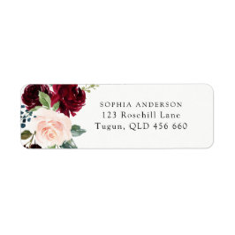 Blush Pink & Burgundy Red Return Address Label