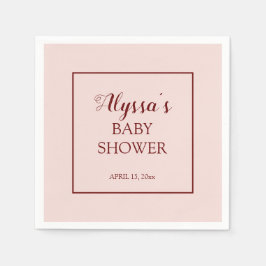 Blush Pink Burgundy Traditionelle Babydusche Serviette