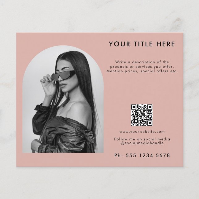Blush Pink Business Beauty Haar Nail Makeup Salon Flyer (Vorne)