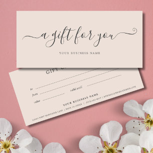Blush Pink Business Geschenkgutschein Einfach