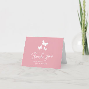 Blush Pink Butterfly Brautparty Dankeskarte
