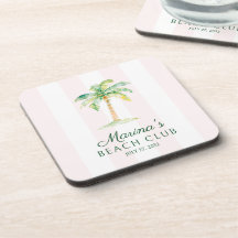 Blush Pink Cabana Stripes Palm Beach Club Birthday