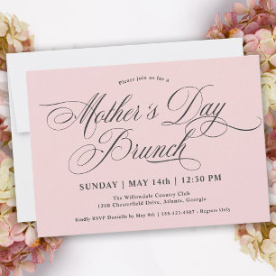 Blush Pink Calligraphy Mother's Day Brunch Einladung