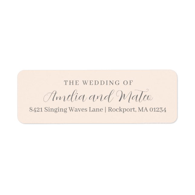 Blush Pink Calligraphy Wedding Rücksendeadresse (Vorne)