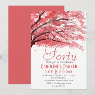 Blush Pink Cherry Blossom 40. Geburtstag Bloral Einladung