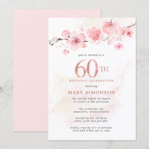 Blush Pink Cherry Blossom 60. Geburtstag Einladung
