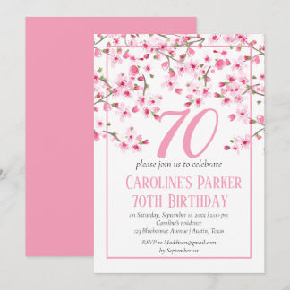 Blush Pink Cherry Blossom 70. Geburtstag Bloral Einladung