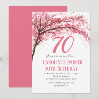 Blush Pink Cherry Blossom 70. Geburtstag Bloral Einladung
